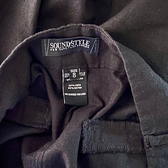 Sound Style Black Linen Blend Pants Women's Size 8 - Picture 5 of 6